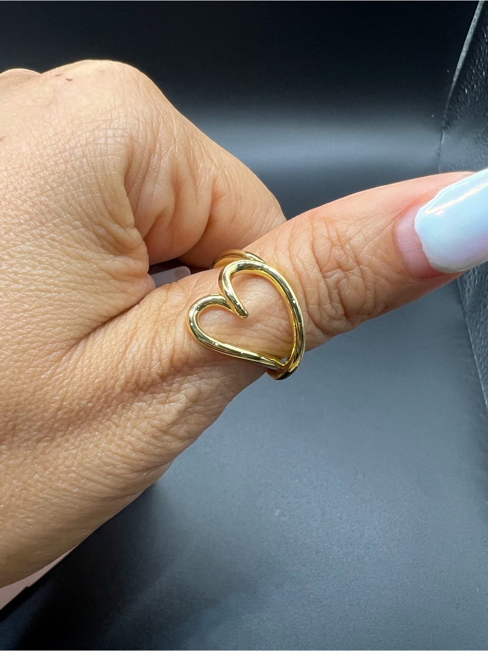 Organically Shaped Heart Ring, 14k gold plating, size:54/7